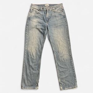 Zara Jeans Womens Size 8 Blue Slim Straight Cotton High Rise Distressed